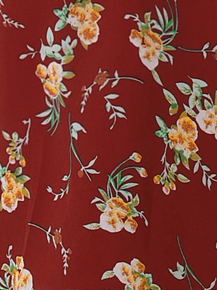 Florivelle - Women’s Wrap V-Neck Floral Midi Dress