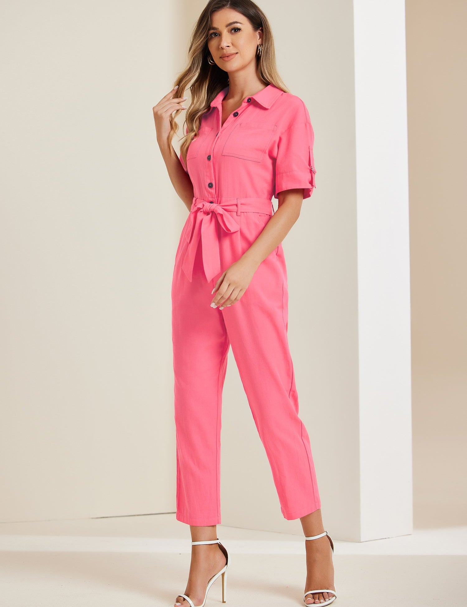 Velmira – Women’s Cotton Cargo Tie-Waist Jumpsuit