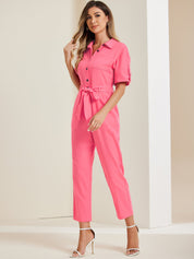 Velmira – Women’s Cotton Cargo Tie-Waist Jumpsuit
