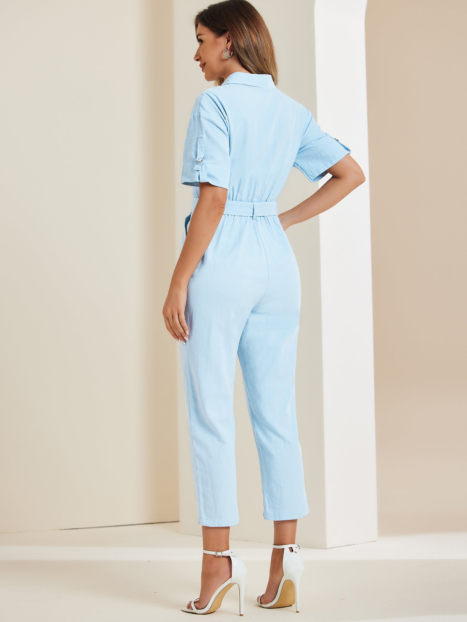 Velmira – Women’s Cotton Cargo Tie-Waist Jumpsuit