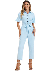 Velmira – Women’s Cotton Cargo Tie-Waist Jumpsuit