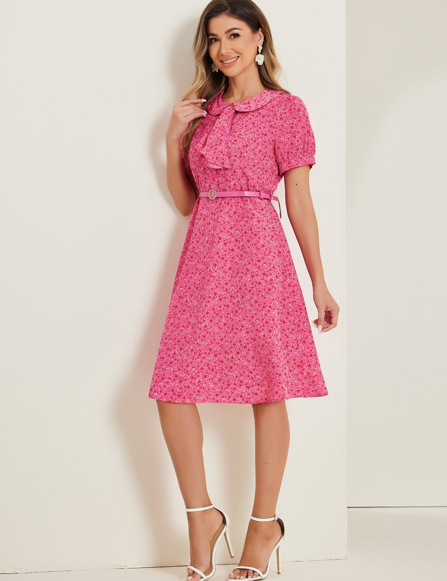 Petrella - Women’s Floral Peter Pan Collar Dress