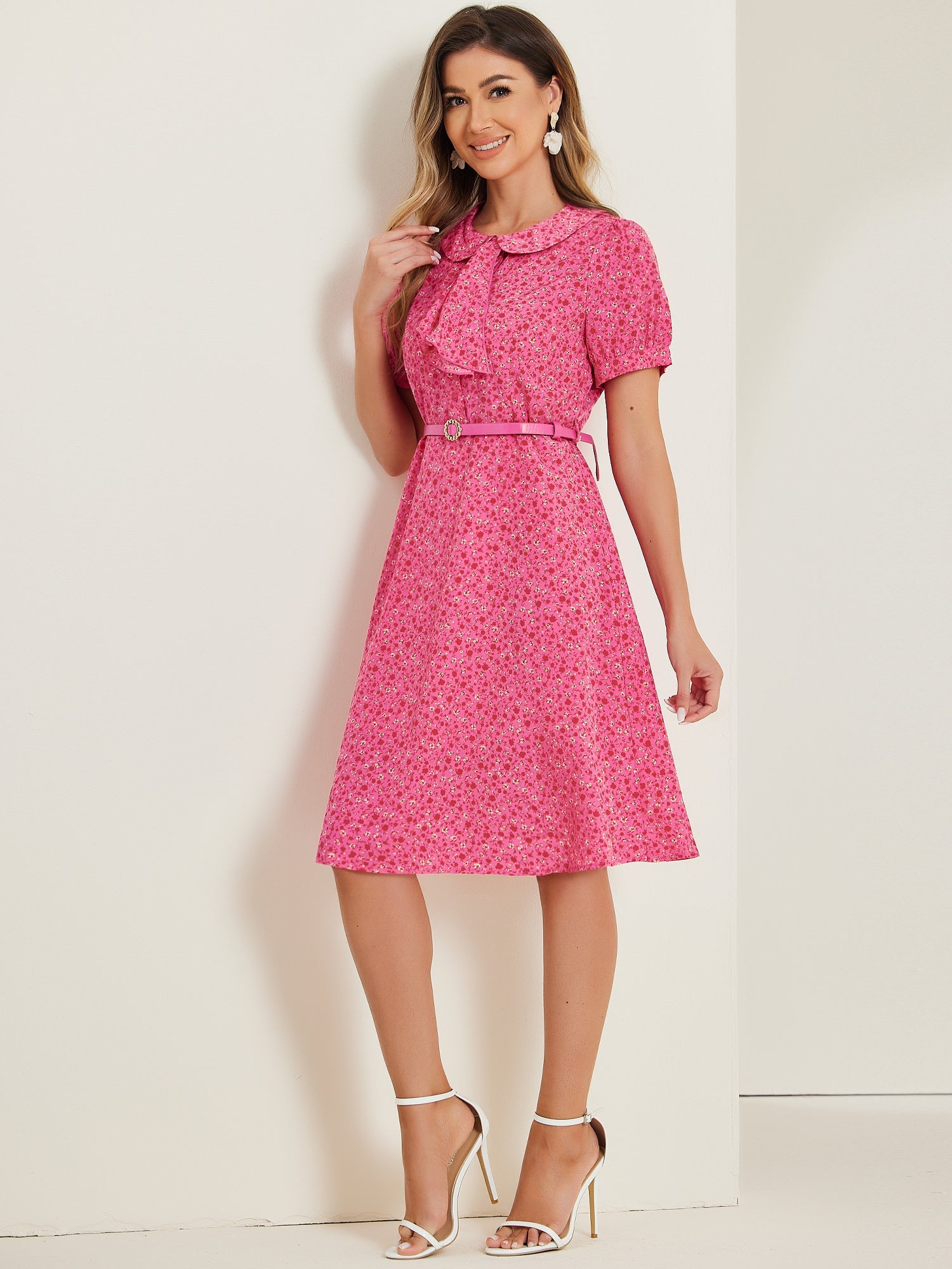 Petrella - Women’s Floral Peter Pan Collar Dress