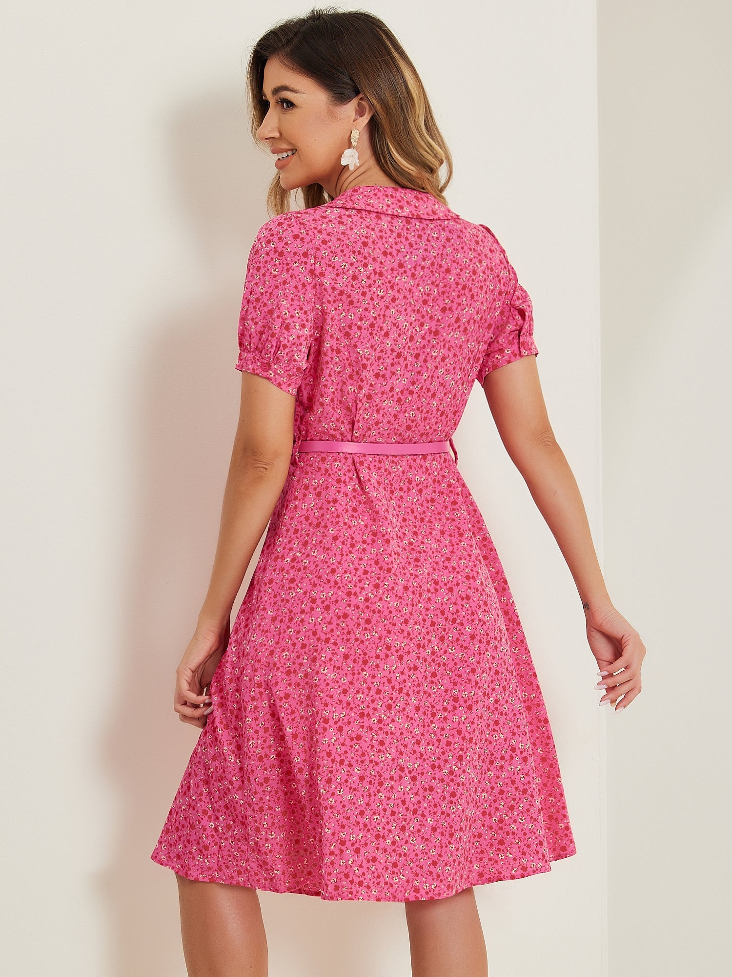 Petrella - Women’s Floral Peter Pan Collar Dress