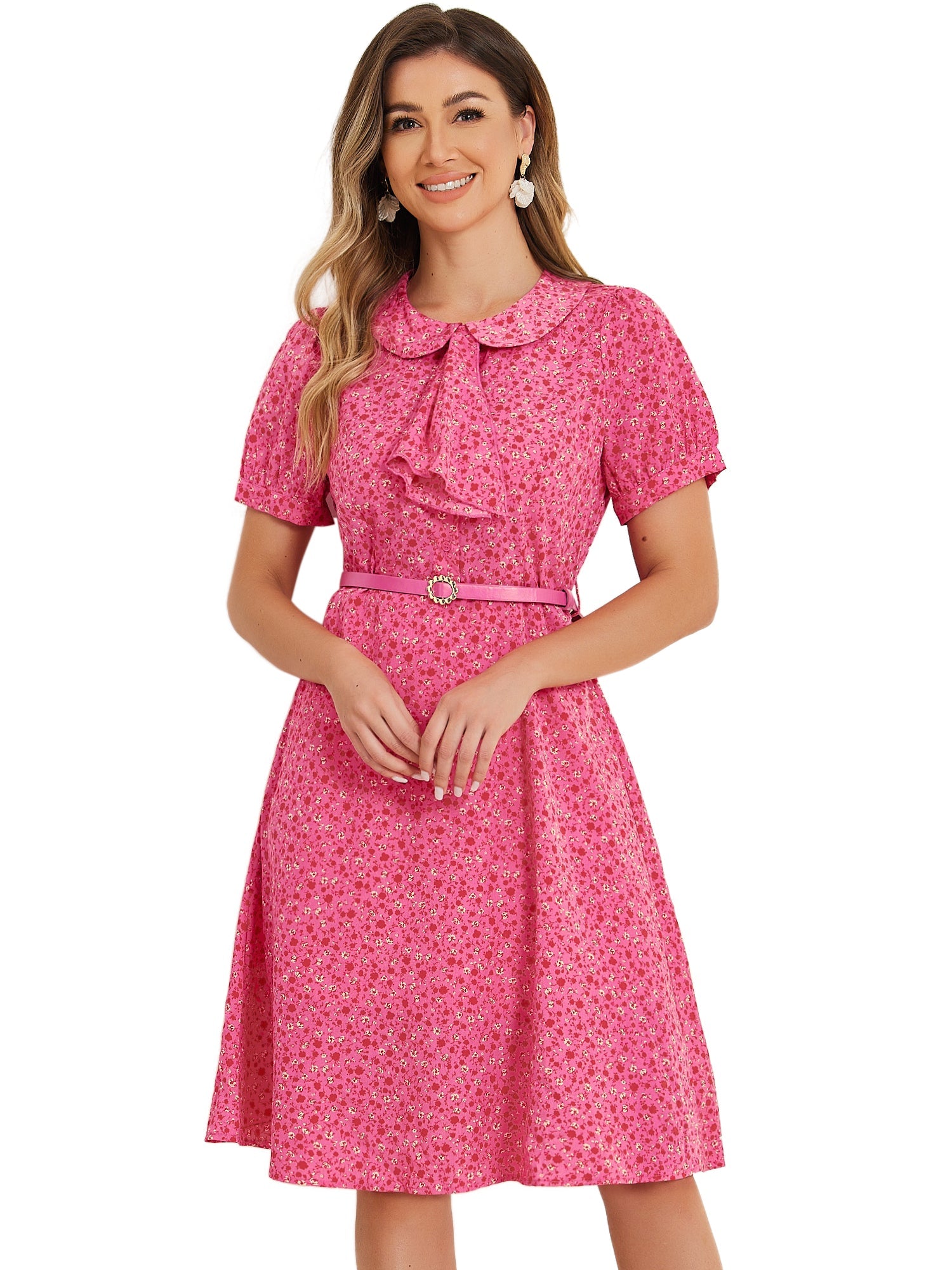 Petrella - Women’s Floral Peter Pan Collar Dress