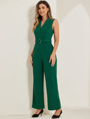 Luvessa – Women’s Sleeveless Belted Office Jumpsuit