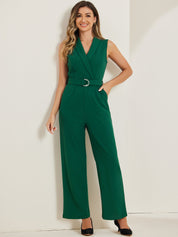 Luvessa – Women’s Sleeveless Belted Office Jumpsuit