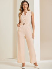 Luvessa – Women’s Sleeveless Belted Office Jumpsuit