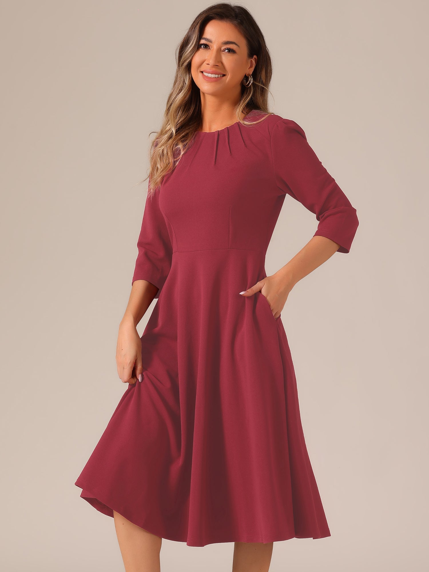 Seravelle - Women’s A-Line Work Midi Dress