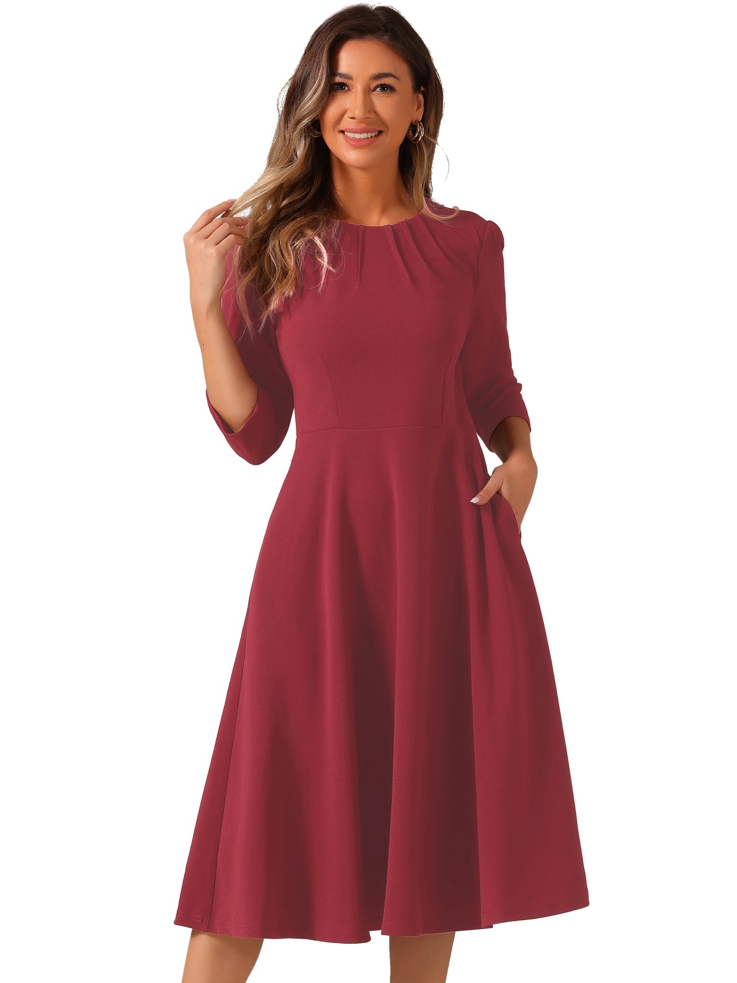 Seravelle - Women’s A-Line Work Midi Dress