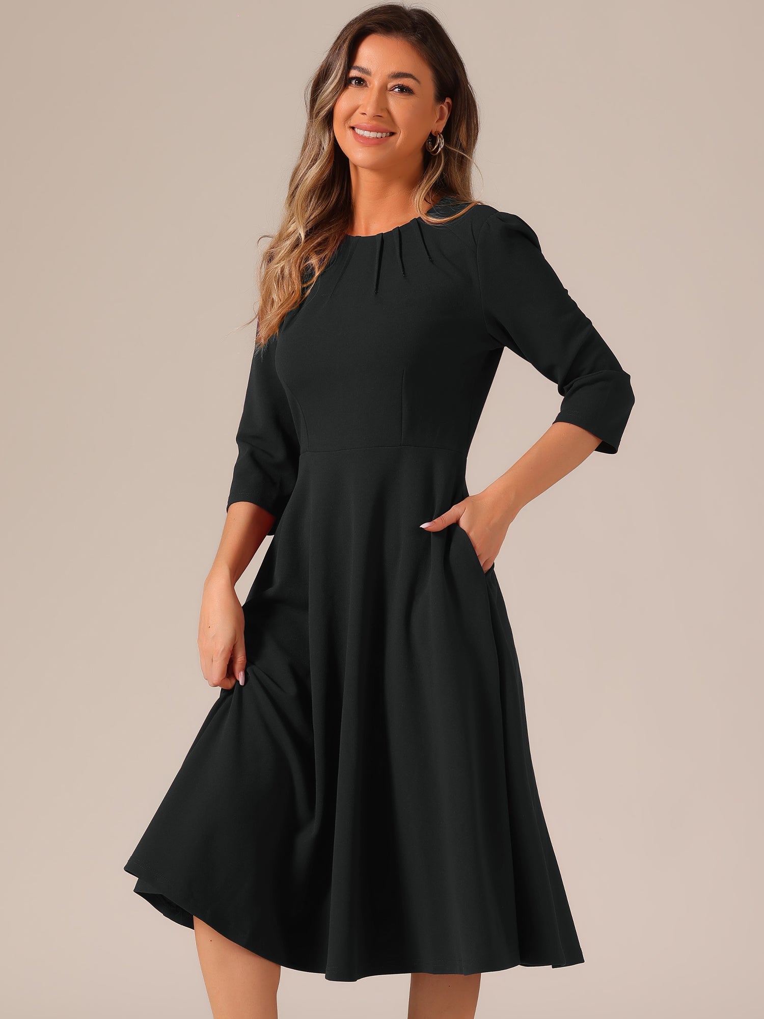 Seravelle - Women’s A-Line Work Midi Dress