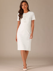 Marvella – Women’s Tweed Trim Workwear Dress