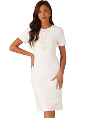 Marvella – Women’s Tweed Trim Workwear Dress