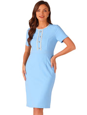 Marvella – Women’s Tweed Trim Workwear Dress