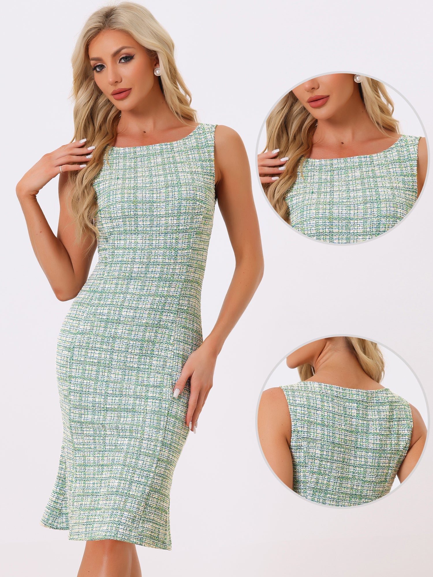 Plaivella - Women’s Plaid Sleeveless Bodycon Dress