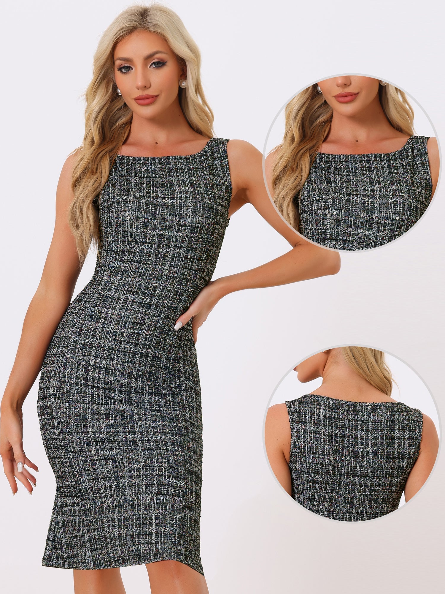 Plaivella - Women’s Plaid Sleeveless Bodycon Dress