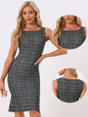 Plaivella - Women’s Plaid Sleeveless Bodycon Dress