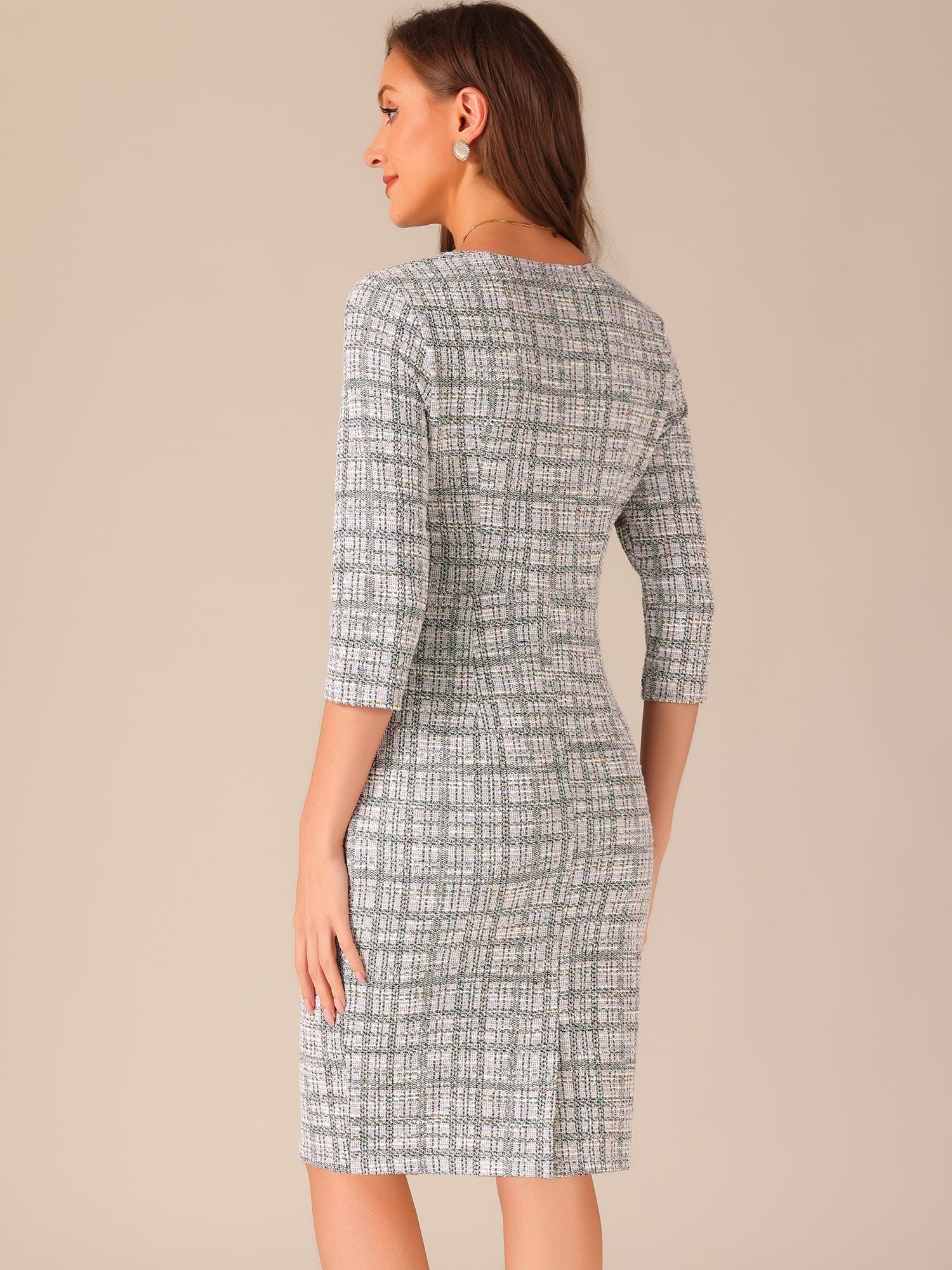 Velmora – Women’s Plaid Tweed Sheath Dress