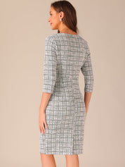 Velmora – Women’s Plaid Tweed Sheath Dress