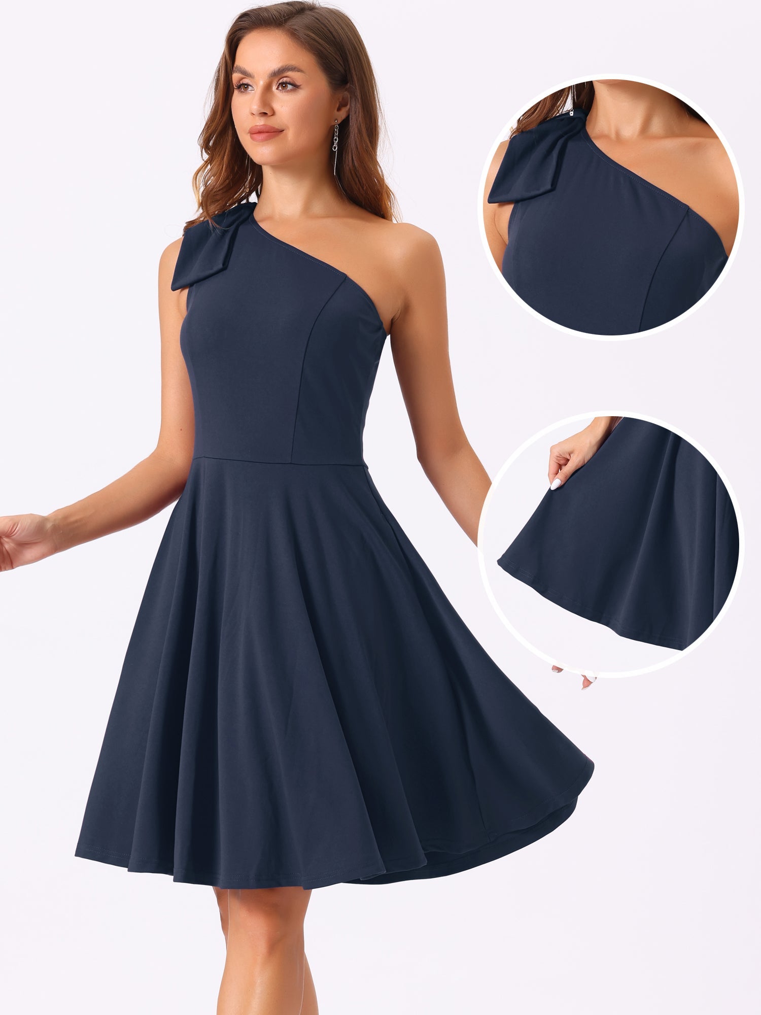 Bowvera - Women’s One Shoulder Cocktail Dress
