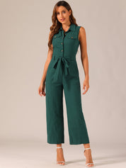 Cotviera - Women’s Button Down Wide Leg Jumpsuit