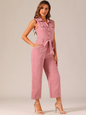 Cotviera - Women’s Button Down Wide Leg Jumpsuit