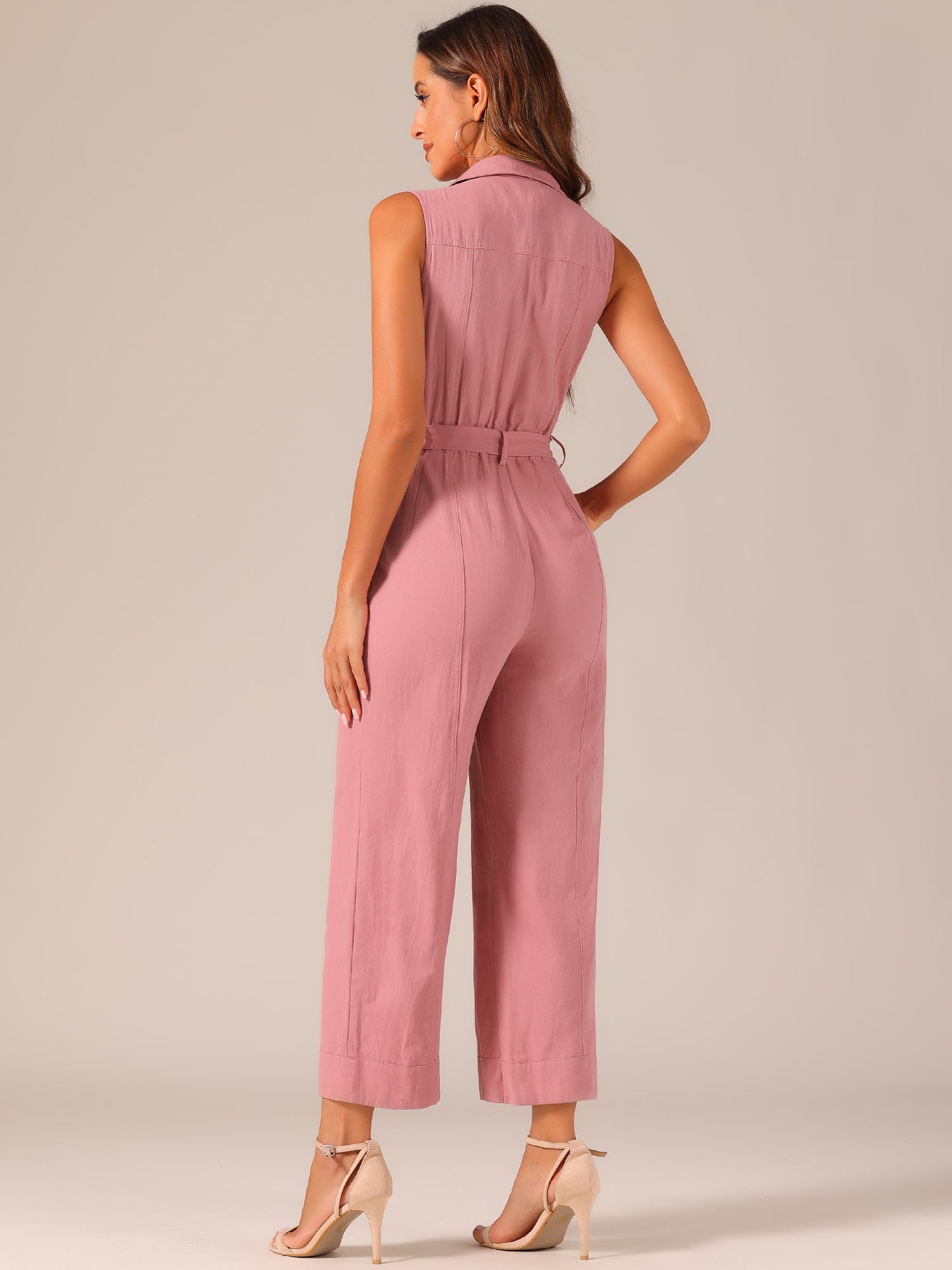 Cotviera - Women’s Button Down Wide Leg Jumpsuit