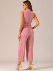 Cotviera - Women’s Button Down Wide Leg Jumpsuit