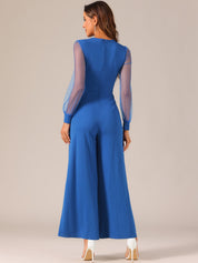 Meshvella - Women’s V-Neck Wide Leg Jumpsuit