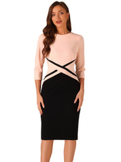 Montriva – Women’s Contrast Panel Office Sheath Dress