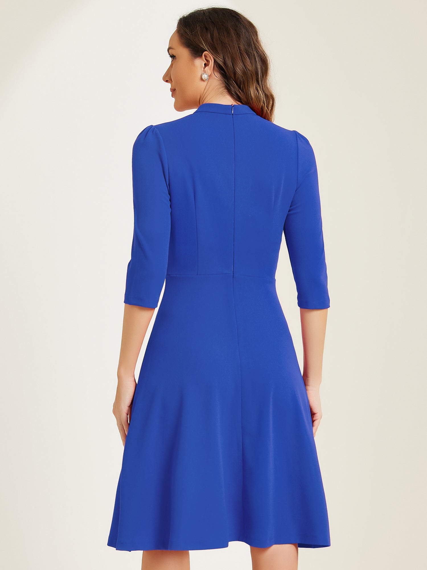 Clarivelle – Women’s Stand Collar Button Detail Dress