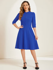 Clarivelle – Women’s Stand Collar Button Detail Dress