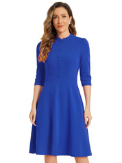Clarivelle – Women’s Stand Collar Button Detail Dress