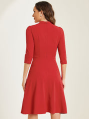 Clarivelle – Women’s Stand Collar Button Detail Dress