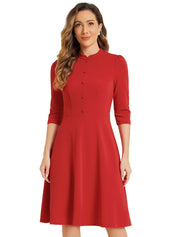 Clarivelle – Women’s Stand Collar Button Detail Dress