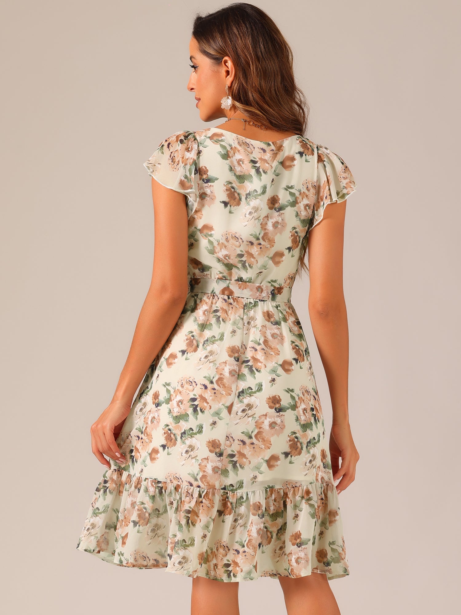 Florvella - Women’s Floral Square Neck A-Line Dress