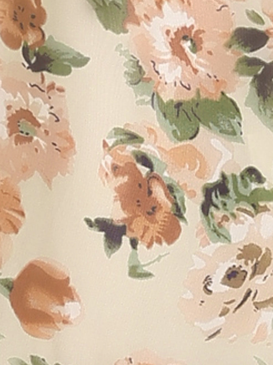 Florvella - Women’s Floral Square Neck A-Line Dress