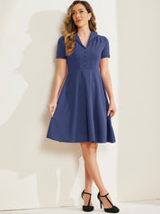 Elvaria – Women’s Vintage Collar Fit & Flare Midi Dress