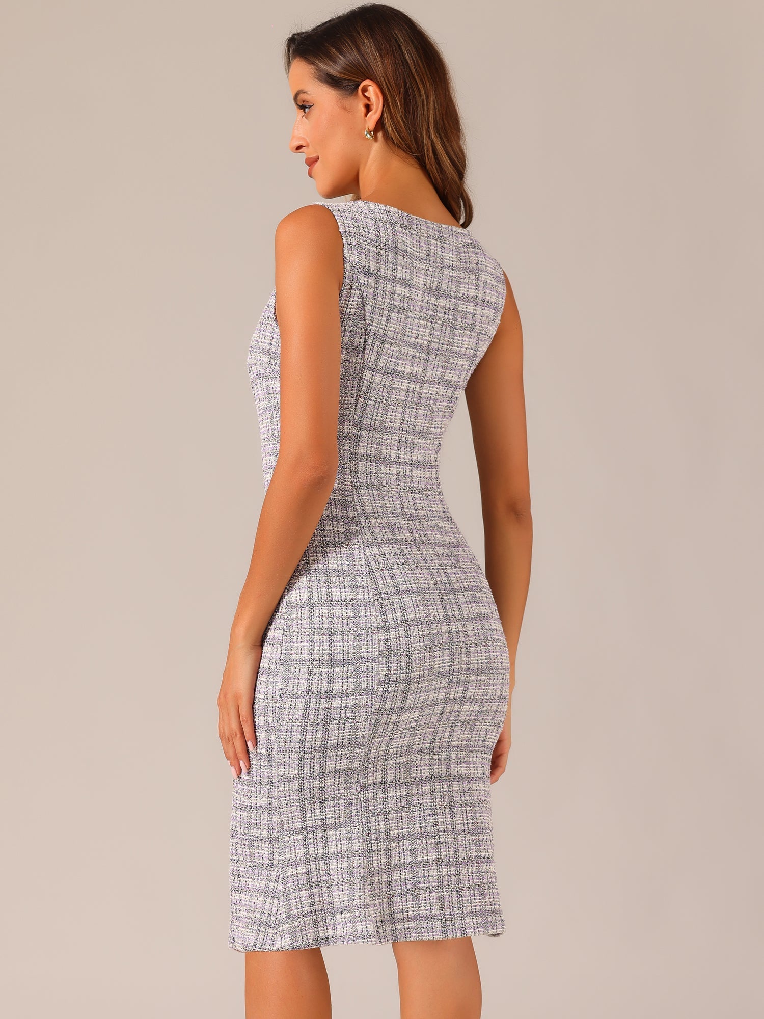 Plaivella - Women’s Plaid Sleeveless Bodycon Dress