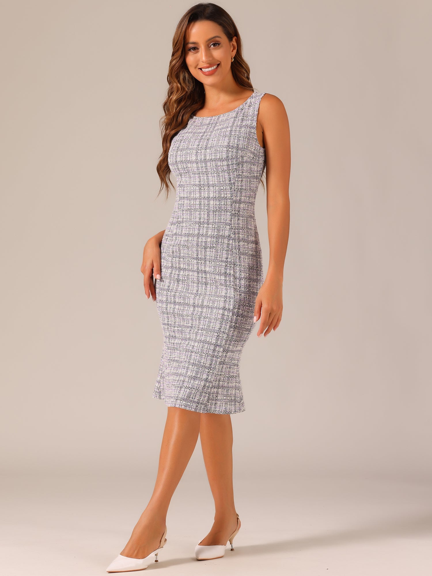 Plaivella - Women’s Plaid Sleeveless Bodycon Dress