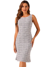 Plaivella - Women’s Plaid Sleeveless Bodycon Dress