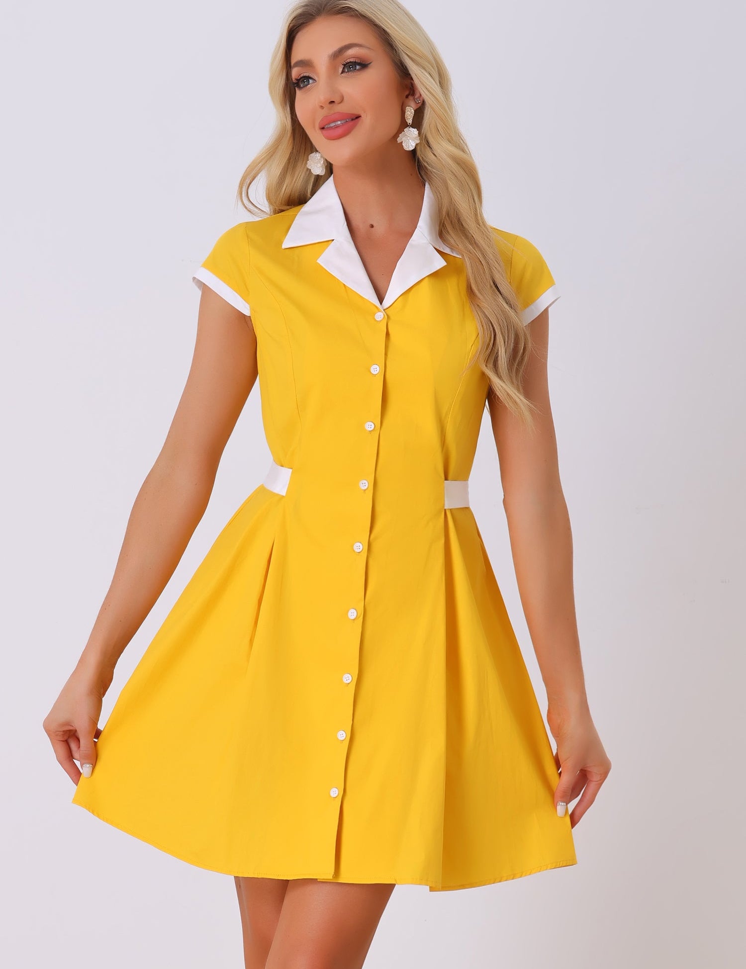 Calivra – Women’s Cotton Camp Collar Shirt Dress
