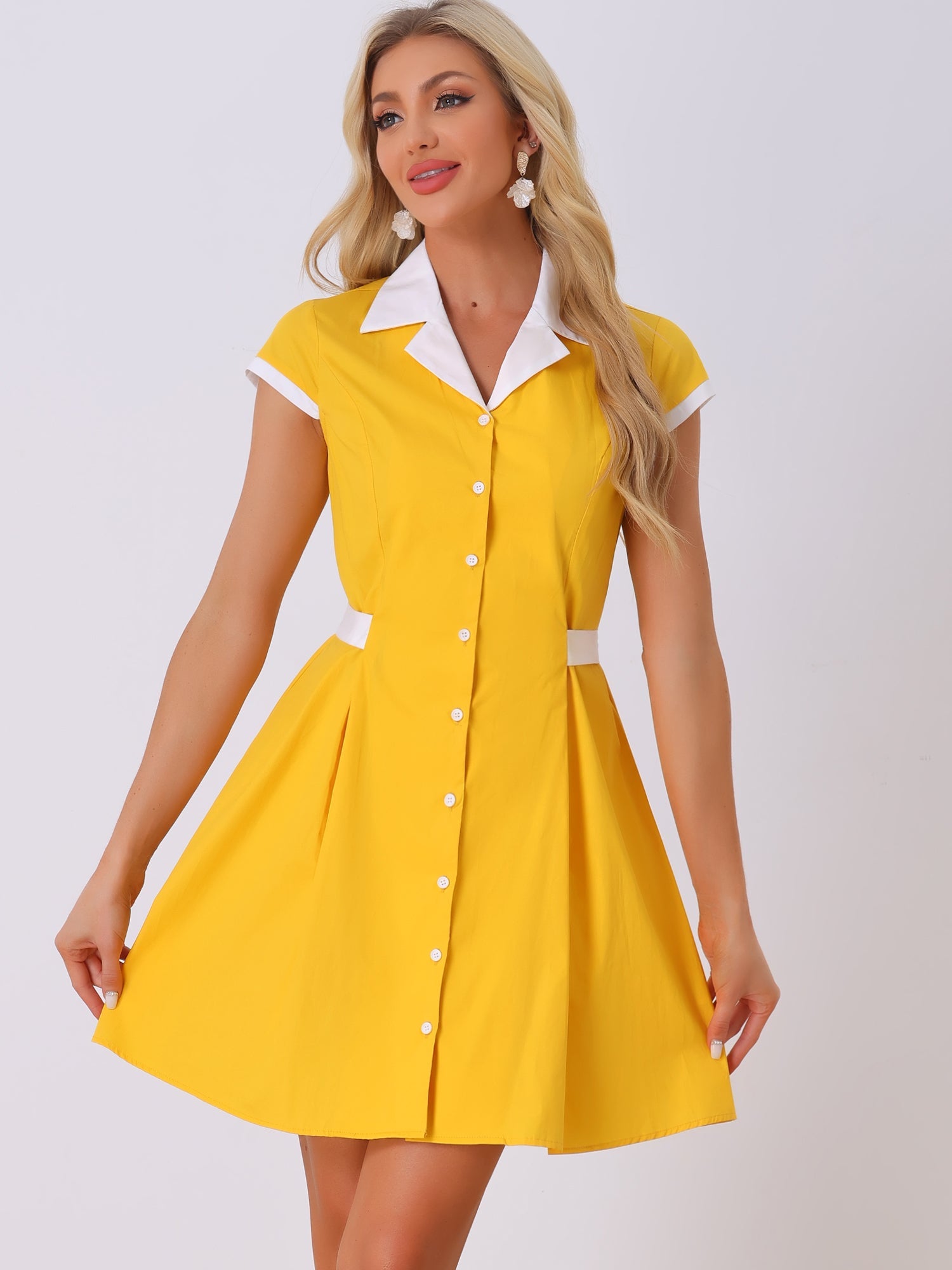 Calivra – Women’s Cotton Camp Collar Shirt Dress