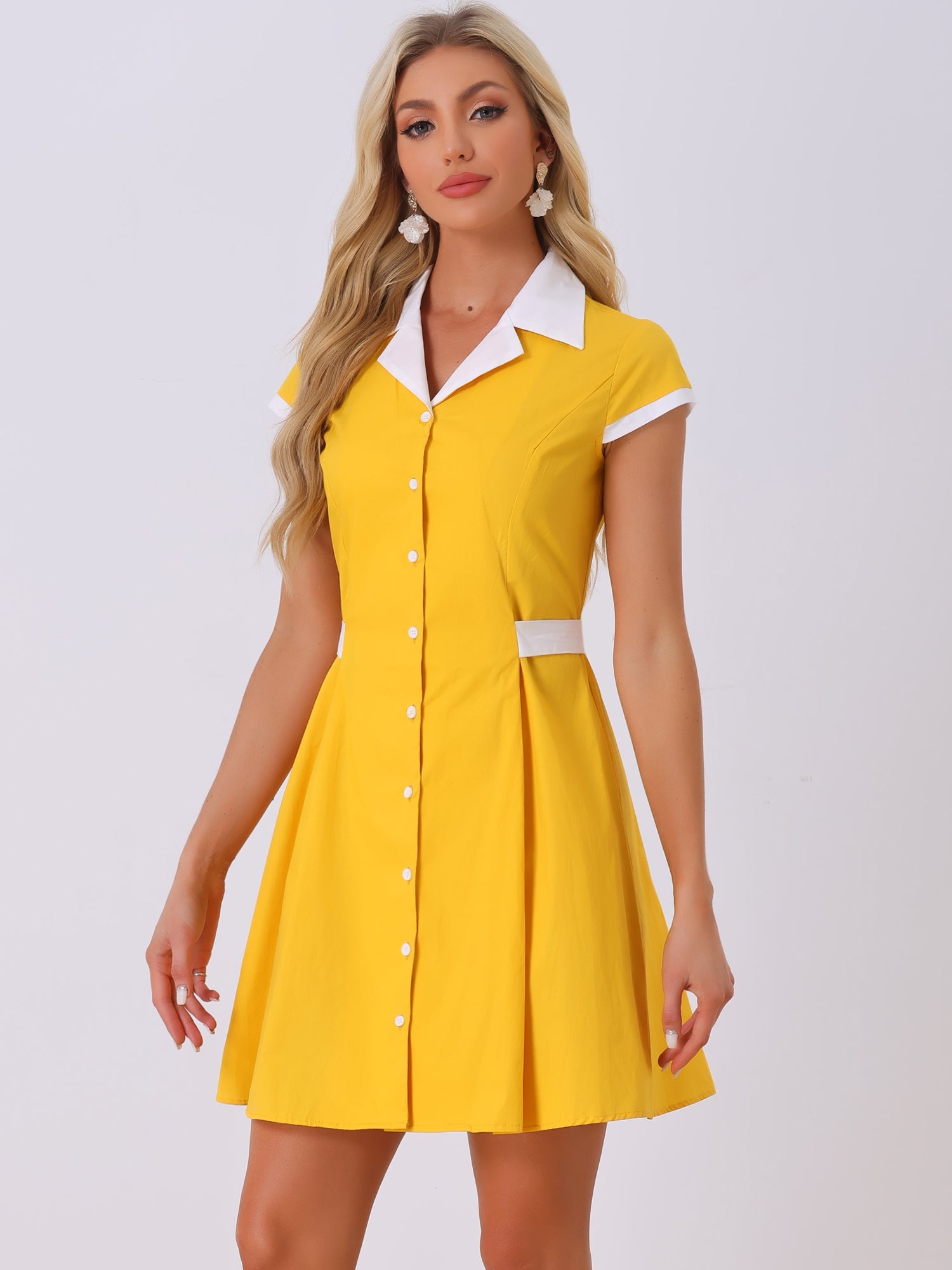 Calivra – Women’s Cotton Camp Collar Shirt Dress