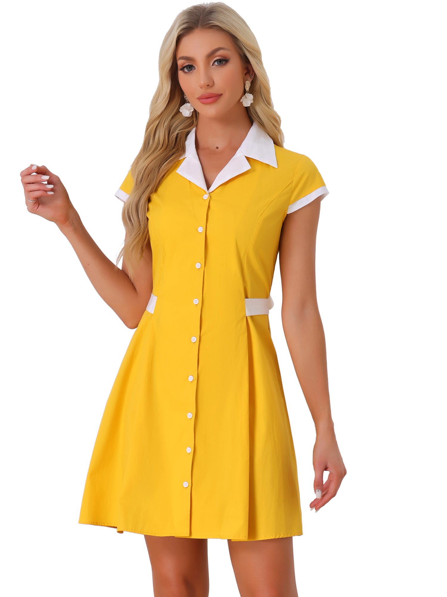 Calivra – Women’s Cotton Camp Collar Shirt Dress