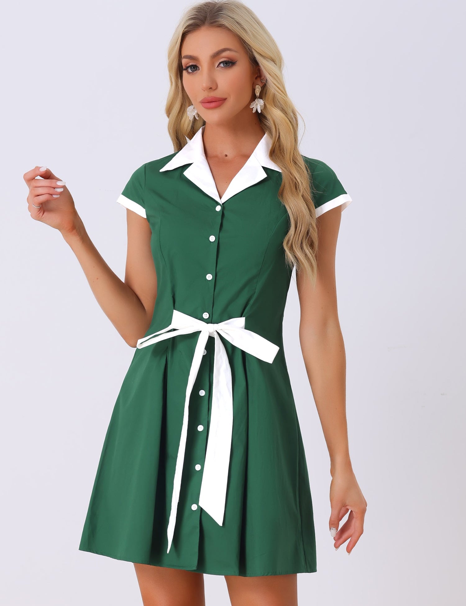 Calivra – Women’s Cotton Camp Collar Shirt Dress