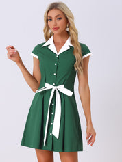 Calivra – Women’s Cotton Camp Collar Shirt Dress