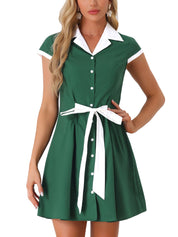 Calivra – Women’s Cotton Camp Collar Shirt Dress