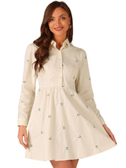 Embrovella - Women’s Embroidered Cotton Mini Dress