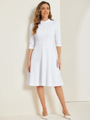Clarivelle – Women’s Stand Collar Button Detail Dress